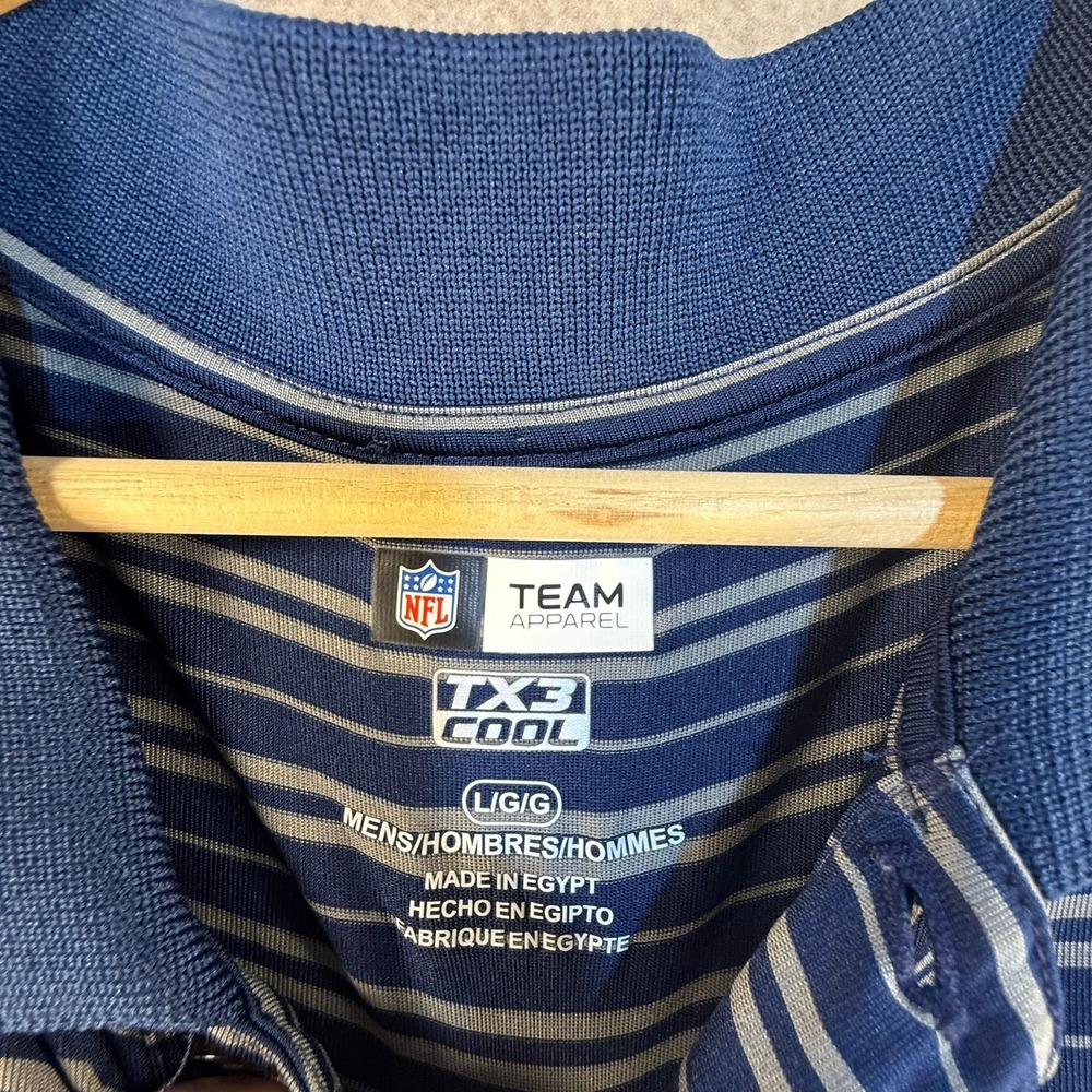 NFL Team Apparel Denver Broncos Polo Shirt Mens Large TX3 Cool Striped Navy Blue - Picture 5 of 6